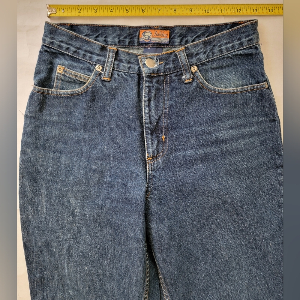Y2K BULL DOG Jeans Womens 7/8 Long 26x34 100% Cotton Hi Rise Vtg